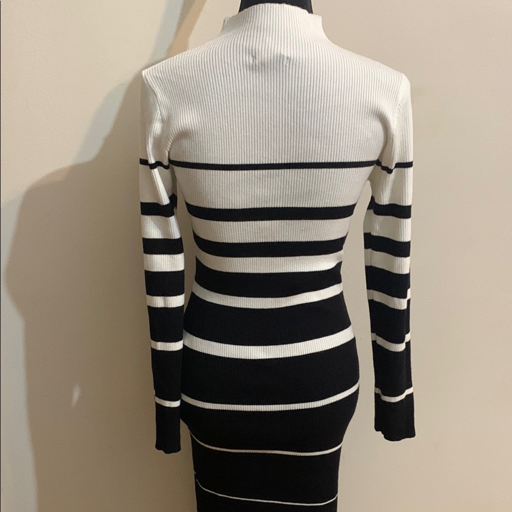 Forever 21 White and Black Mock Neck Long Sleeve Dress - Picture 6 of 9